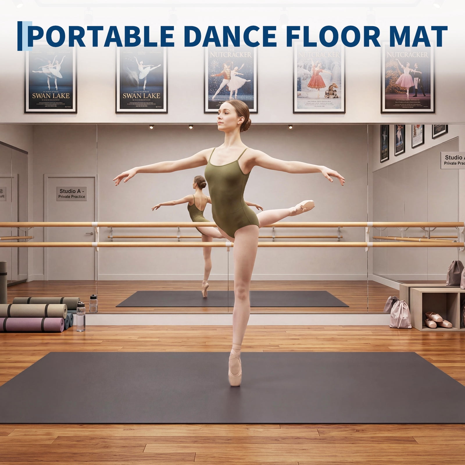 MAROUTE Non-Slip Dance Floor Mat 6x4 ft – Portable PVC Marley Surface ...
