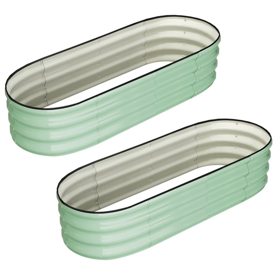 MAROUTE Oval Raised Garden Bed 4.5x2x1.5 ft, Galvanized Metal Planter Box for Vegetables, Tool-Free Assembly, 2 Pcs
