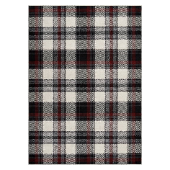 MAROUTE Washable Checkered Area Rug – Modern Plaid Non-Slip Carpet for Living Room, Bedroom, Entryway, Terrace, Black & White, 8x10ft