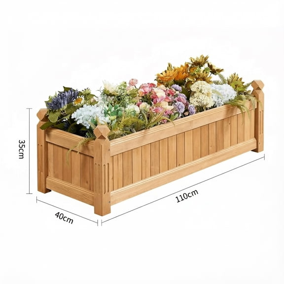 MAROUTE Wooden Raised Garden Bed 43" x 15" x 13"  Rectangular Planter Box for Vegetables, Fruits, Herbs, Flowers  Outdoor Elevated Planting Container for Backyard, Lawn, Patio, Garden
