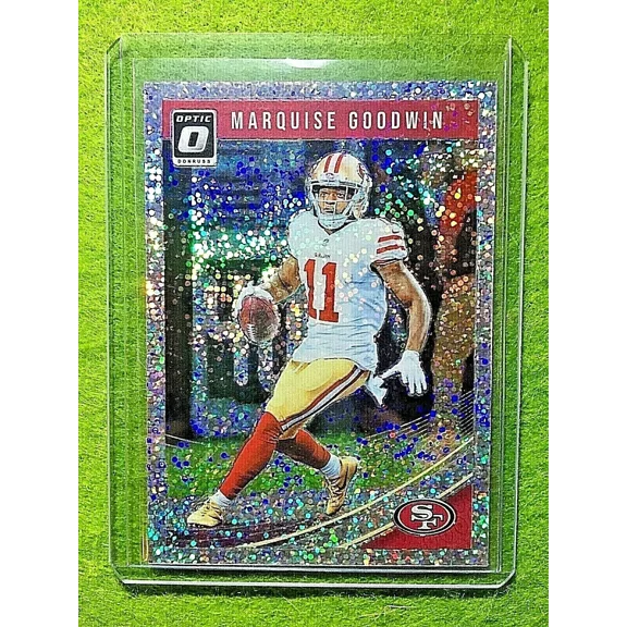 MARQUISE GOODWIN PRIZM WHITE SPARKLE /20 SSP CARD JERSEY #11 49ers SP 2018 Optic