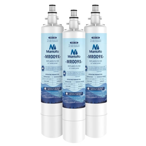 MARRIOTTO Replacement for GE RPWFE, RPWF (Built-in CHIP) Refrigerator Water Filter, Compatible with GFE28GELDS, PFE28KELDS, PFE28KYNFS, GFD28GELDS, GYE22HMKES, GFE28GYNFS, GFD28GYNFS, Pack of 3