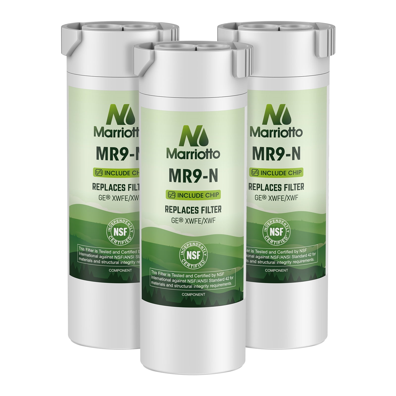 MARRIOTTO Water Filter Compatible with XWFE (Built-in CHIP), Replacement for GE XWFE, XWF Refrigerator Water Filter Pack of 3