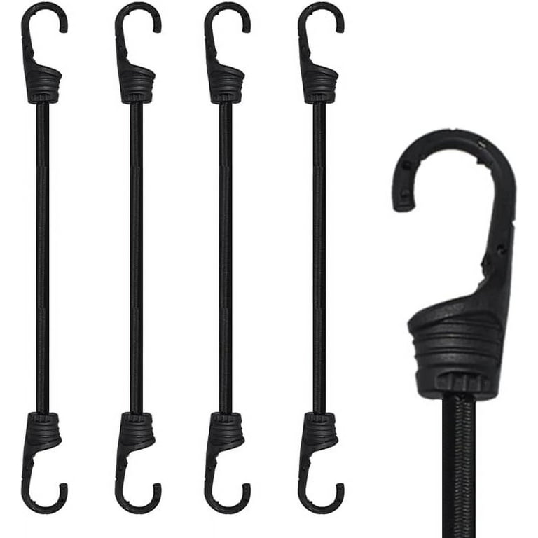 MARRTEUM 18-Inch Bungee Cords with Hooks Black Elastic Rope Straps