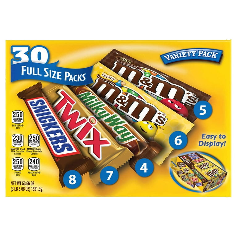 Mars Chocolate Candy Full-Size Bars Twix Snickers Milky Way M&M's Your  Choice!