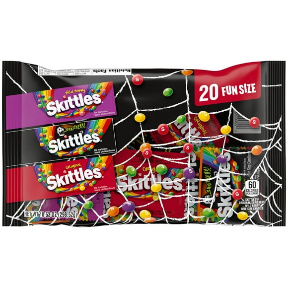 Skittles Original, Wild Berry & Shriekers Fun Size Chewy Halloween Candy - 20 Ct Bulk Bag