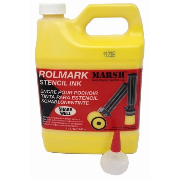 MARSH Rolmark Stencil Ink, 1 qt Can, Yellow J101