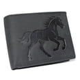 thumbnail image 1 of MARSHAL Equestrian Mens Cowhide Leather RFID Bifold Wallet with Running Horse Debossed Design Brown, 1 of 9