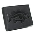 thumbnail image 1 of MARSHAL Fishermans RFID Blocking Vintage Leather Bifold Wallet with Debossed Bass Design for Outdoorsmen Black, 1 of 9