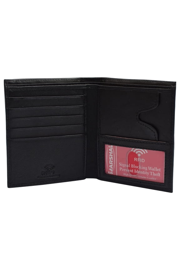MARSHAL Genuine Leather Large Hipster Bifold Credit Card Id Men's Wallet