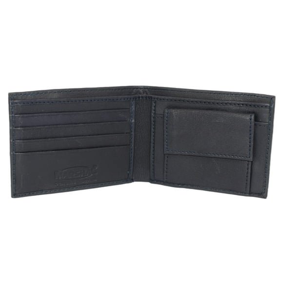 MARSHAL Kids Slim Genuien Leather Coin Pouch Bifold Compact Wallet Navy Blue