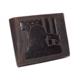 thumbnail image 1 of MARSHAL Men's Vintage Genuine Leather RFID Wallet with Military Tribute Design  'Land of the Free, Because of the Brave' Engraving, Western Style Brown, 1 of 9