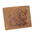 thumbnail image 1 of MARSHAL Mens RFID Blocking Leather Western Wallet  Cowboy Style Bifold with Charging Bull Design Tan, 1 of 6