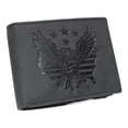thumbnail image 1 of MARSHAL Mens RFID Blocking Vintage Leather Patriotic Eagle & USA Flag Debossed Bifold Wallet Black, 1 of 9