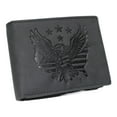 thumbnail image 1 of MARSHAL Mens RFID Blocking Vintage Leather Patriotic Eagle & USA Flag Debossed Bifold Wallet Black, 1 of 9