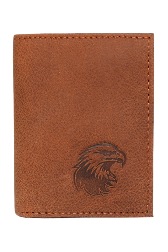 Mens Western Trifold Leather Wallet  Genuine Cowhide RFID Blocking Wallet with Debossed American Eagle Design  Slim Patriotic Wallet