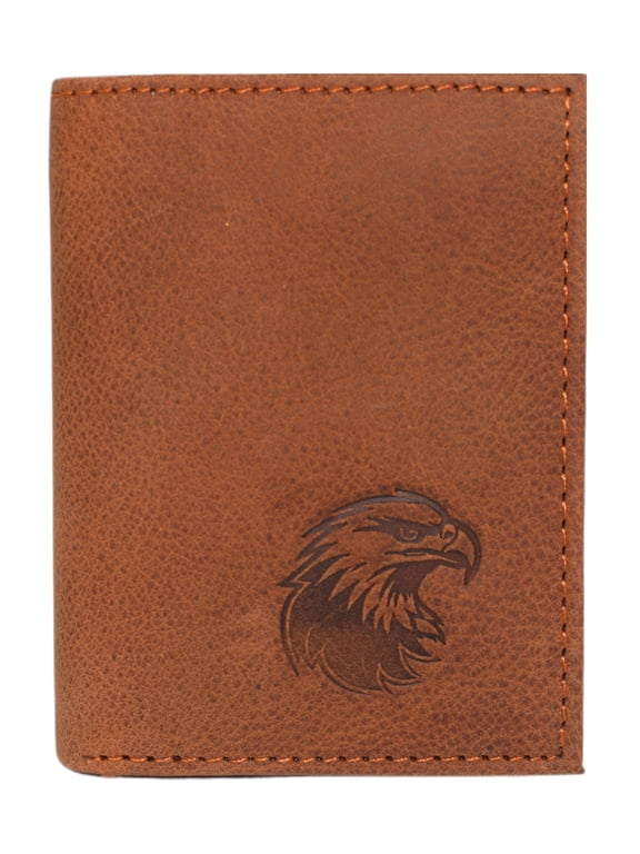 MARSHAL Mens Western Trifold Leather Wallet Genuine Cowhide RFID Blocking Wallet with Debossed American Eagle Design Slim Patriotic Wallet