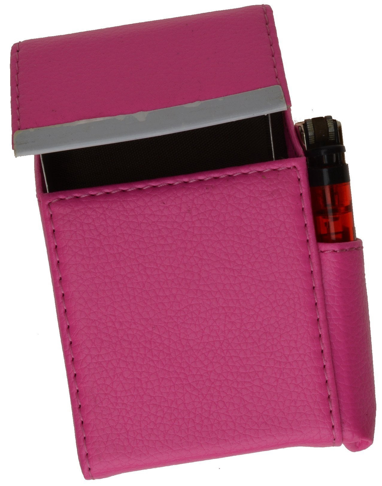 Automatic Rising Cigarette Case with Lighter Holder For King Size &  100's#92812 Hot pink