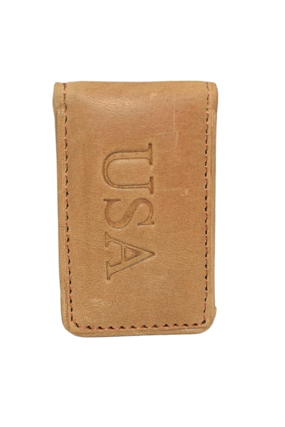 MARSHAL Personalized Slim Magnetic Money Clip Hunter Leather Business Card Holder for Men