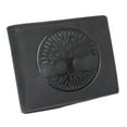 thumbnail image 1 of MARSHAL RFID Blocking Distressed Leather Bifold Wallet for Men with Tree of Life Design Black, 1 of 8
