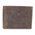 thumbnail image 1 of MARSHAL RFID Blocking Distressed Leather Men's Western Cowboy Bifold Leather Wallet Texas Longhorn Design Black, 1 of 1
