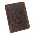 thumbnail image 1 of MARSHAL RFID Trifold Biker Wallet for Men  Vintage Genuine Leather Chain Wallet with Charging Bull Embossed Design and Snap Closure Brown No Chain, 1 of 9