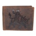 thumbnail image 1 of MARSHAL Western Rodeo Bull Rider Design Genuine Leather RFID Blocking Cowboy Bifold Wallet for Men Black, 1 of 1