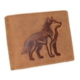 thumbnail image 1 of MARSHAL Wolf Design Men's Vintage Leather RFID Blocking Bifold Wallet for Hunters & Outdoorsmen Tan, 1 of 9