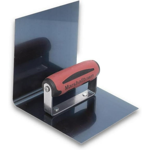 MARSHALLTOWN Blue Steel Step Tool, Cove Tool, 6 x 6 x 6 Inch Blade Size, 3/8 Inch Radius, 90-Degree Angle, Resilient DuraSoft Handle, Prevent Cracking in Concrete, 186BD