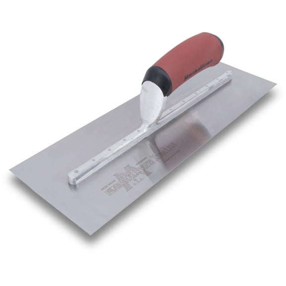 MARSHALLTOWN MXS73SSD 14 x 4 3/4 inch Bright Stainless Steel Finishing Trowel, Curved DuraSoft Handle, for Masonry, Concrete, Brick Laying