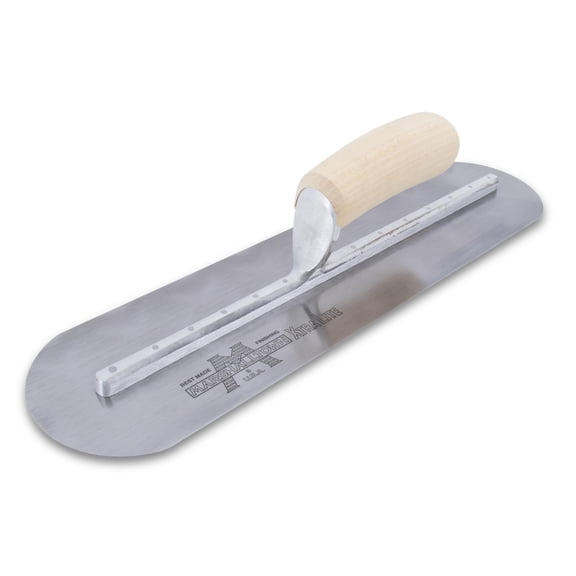 MARSHALLTOWN MXS75FR Fully Rounded Finishing Trowel, 18 x 3 inch High Carbon Steel Concrete Finishing Tool for Masonry and Sidewalks