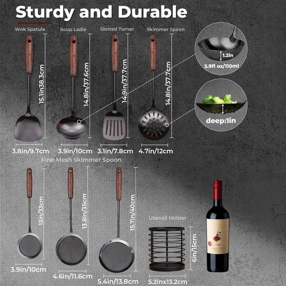 MARTE Kitchen Cooking Utensils Set with Utensil Holder, 8 Pcs Kitchen Serving Tool,18/10 Stainless Steel Cooking Spatula Set,Spatula,Soup Ladle, Skimmer Spoon,Slotted Tunner,Fine Mesh Food Strainer