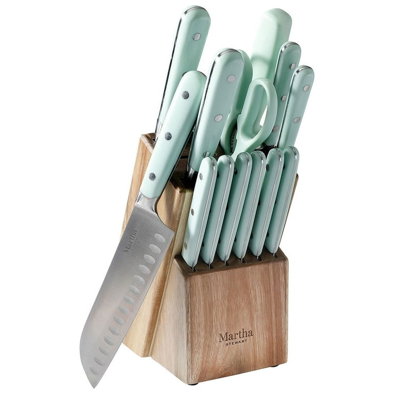 Martha Stewart Ergonomic 14-piece Cutlery Set Farmhouse Sheik MINT Green  for sale online