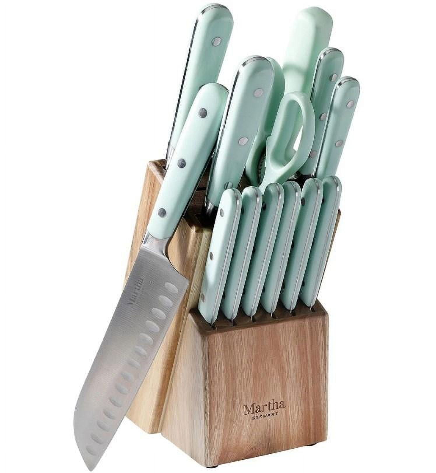 14-Piece Stainless Steel Knife Set with Ash Wood Block