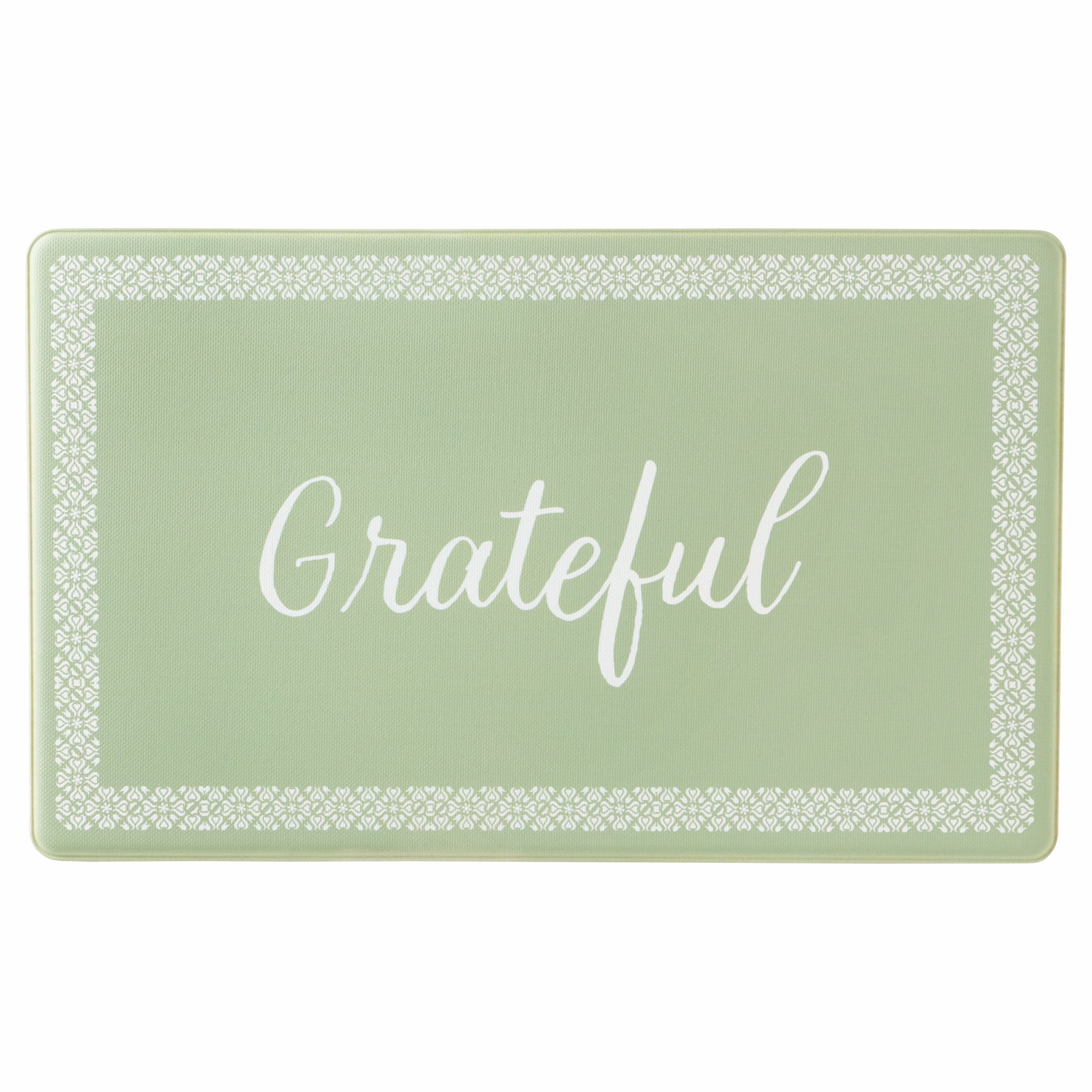 MARTHA STEWART Bloomfield Grateful Border Kitchen Mat, Comfort Standing Mat, Non-Slip Backing, Water & Stain Resistant, Green, 18"x30"