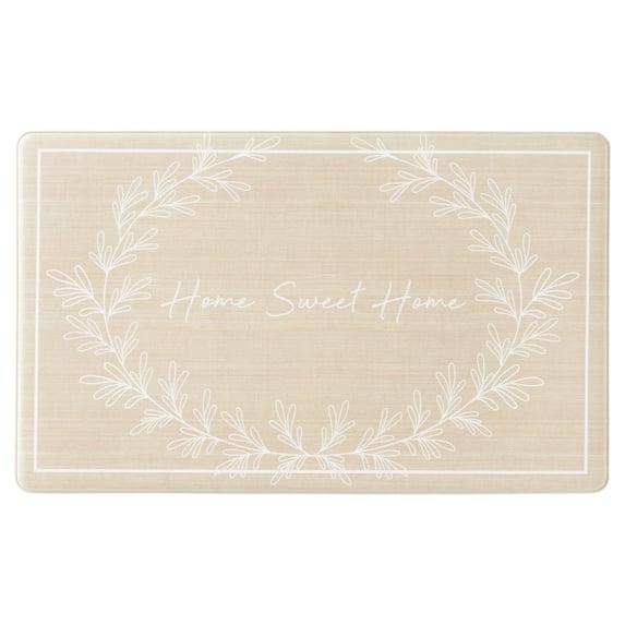 MARTHA STEWART Bloomfield Home Sweet Home Leaf Frame Kitchen Mat, Comfort Standing Mat, Non-Slip Backing, Water & Stain Resistant, Beige, 18"x30"