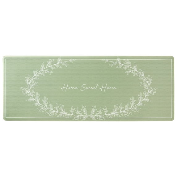 MARTHA STEWART Bloomfield Home Sweet Home Leaf Frame Kitchen Mat, Comfort Standing Mat, Non-Slip Backing, Water & Stain Resistant, Green, 18"x48"