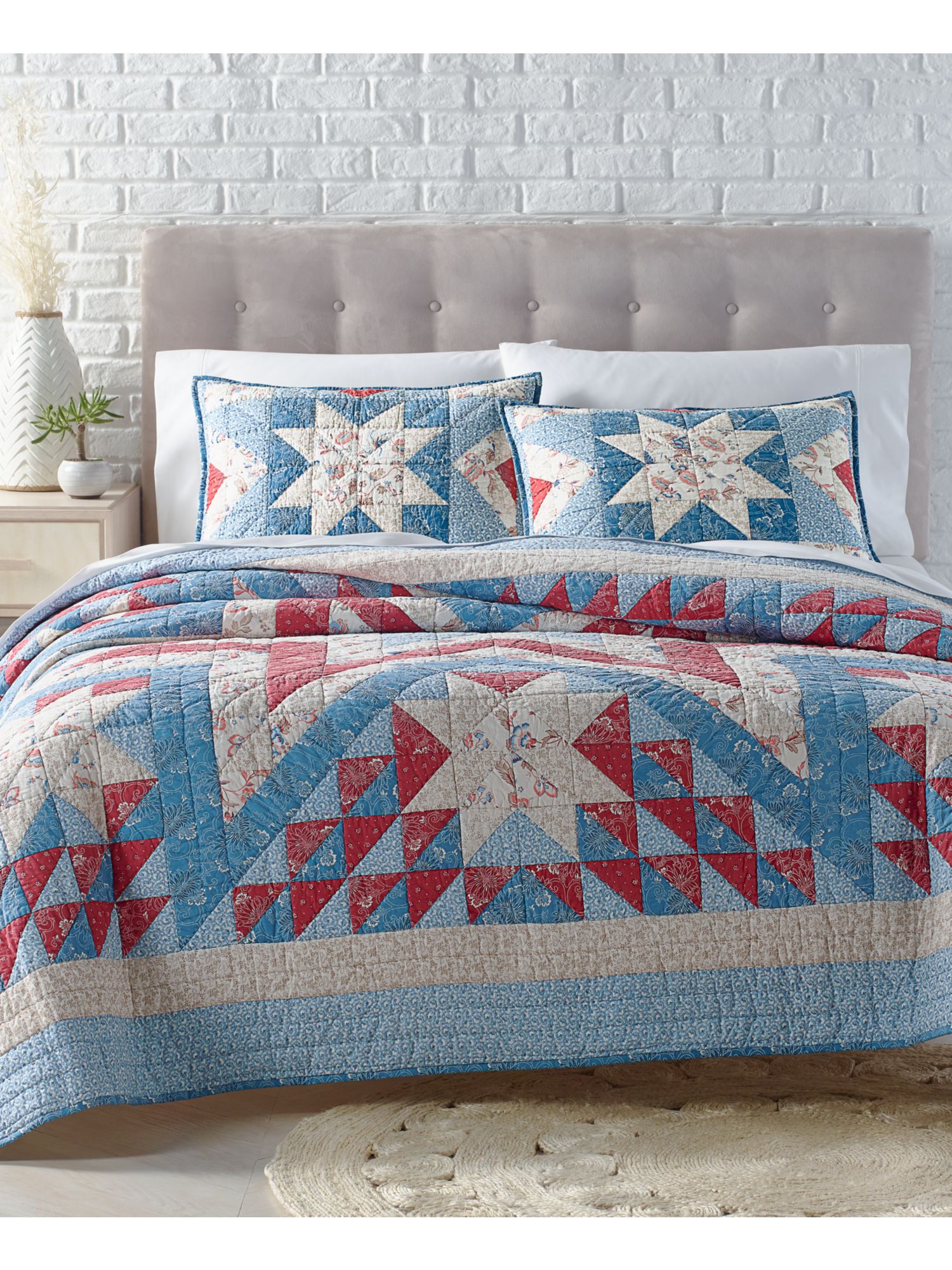 MARTHA STEWART Blue Patterned 70 X 90 Quilt