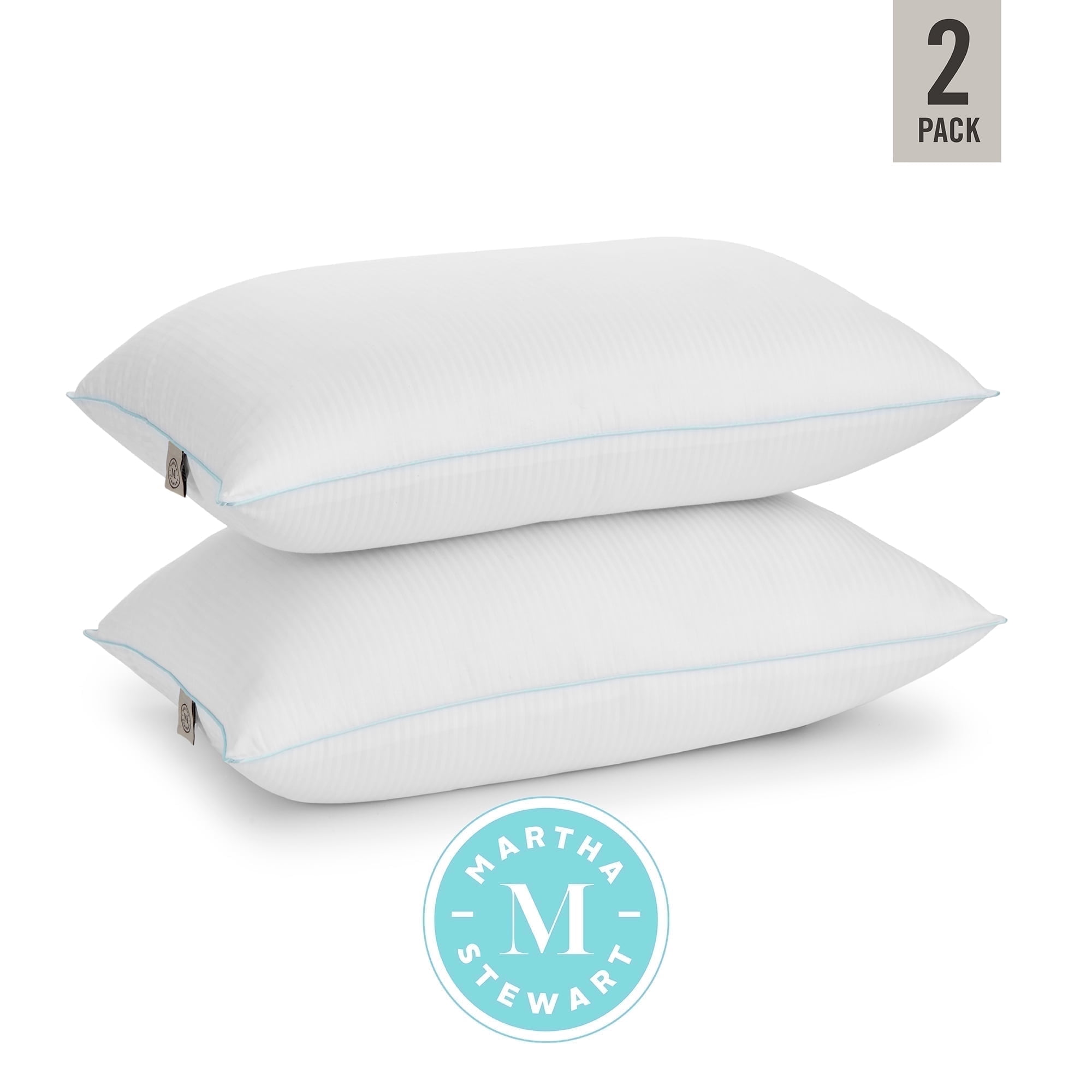 MARTHA STEWART Classic Stripe Bed Pillows King Size Set Of 2, Enhanced ...