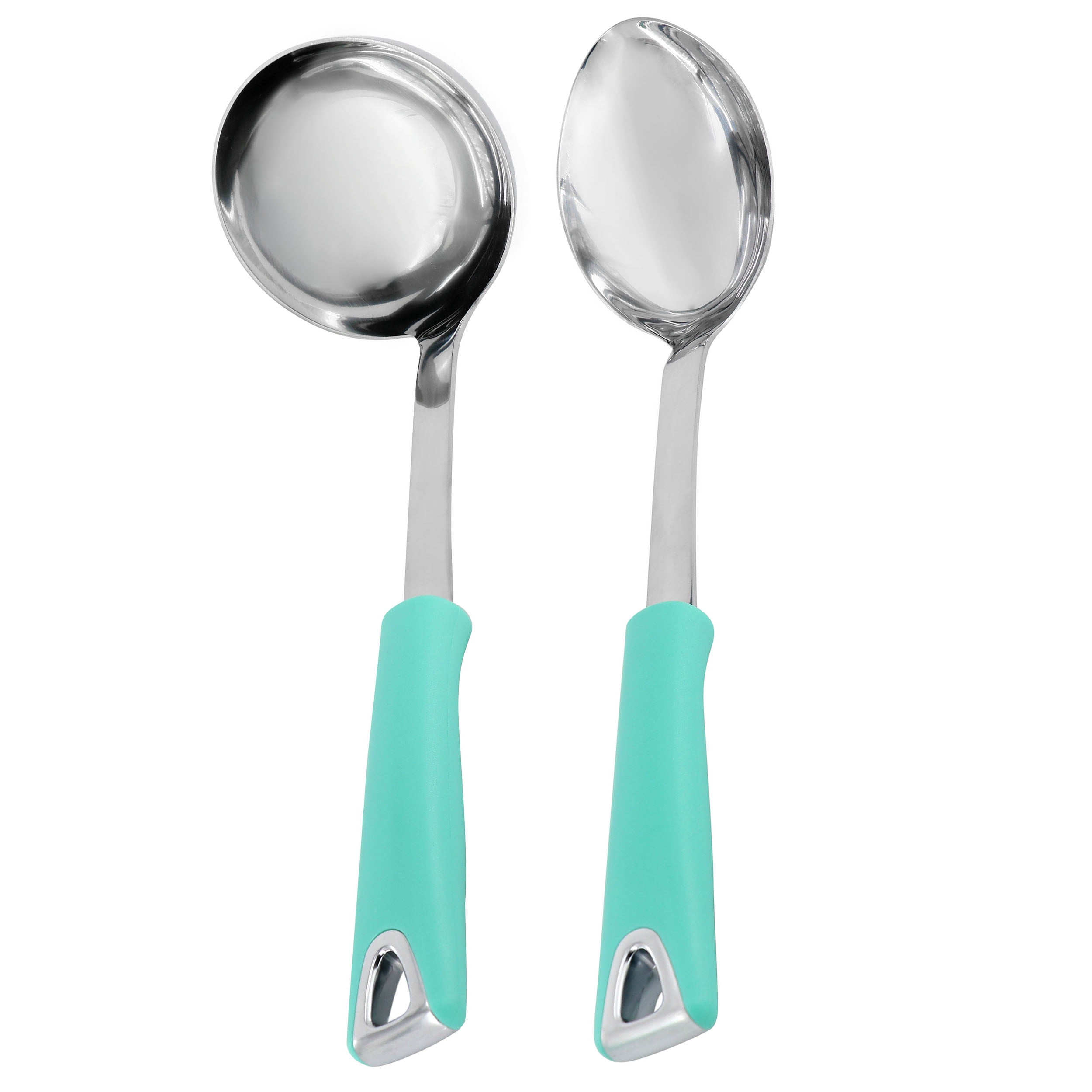 Turquoise Stainless Steel Ladle and Serving Spoon Set