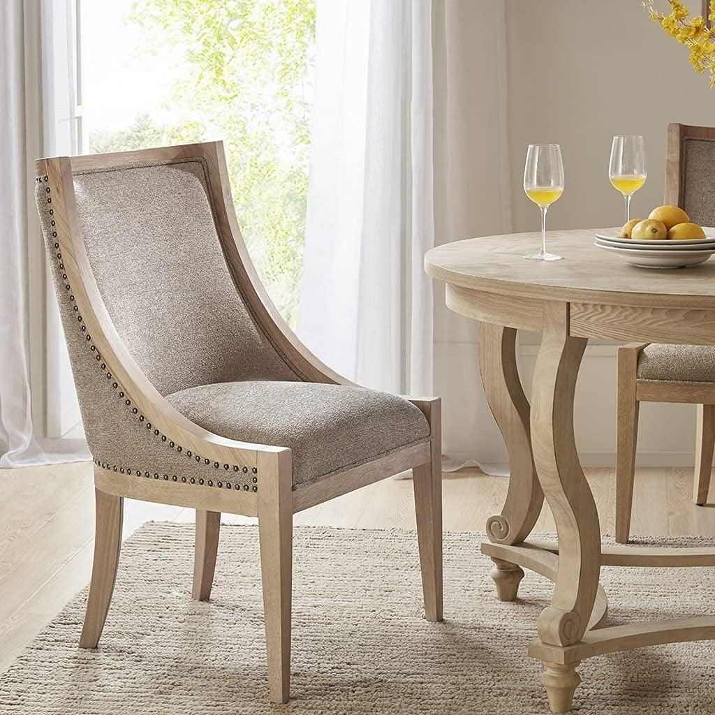 Elmcrest Taupe Linen and Rubberwood Dining Chair