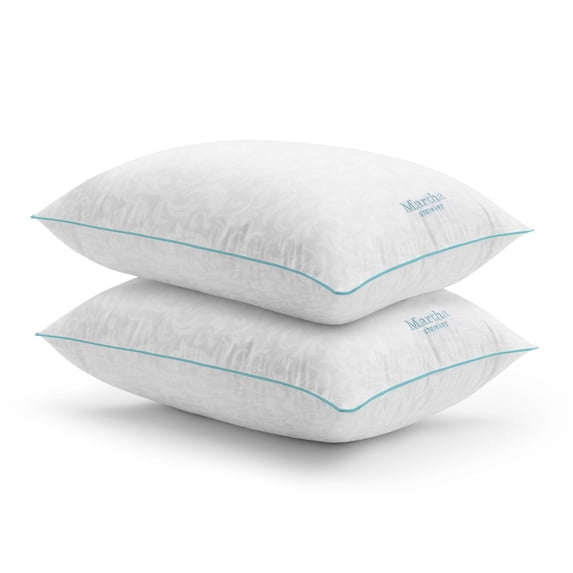 MARTHA STEWART Heirloom Jacquard Bed Pillows Standard / Queen Size Set Of 2, 385 Thread Count, TENCEL™ Lyocell and Cotton Blend Pillow, For All Sleep Positions, 20" x 28", White
