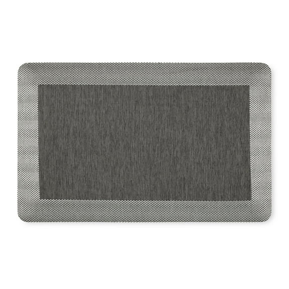 MARTHA STEWART Mira Modern Heathered Solid Anti-Fatigue Air-Infused Kitchen Mat, Black, 19.6"x32"