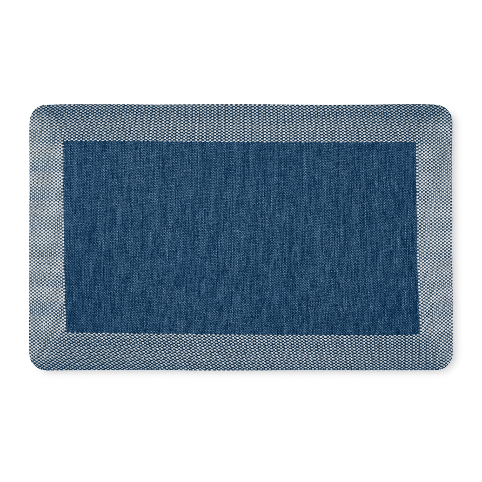 Navy Blue Polyester Slip Resistant Anti-Fatigue Kitchen Mat