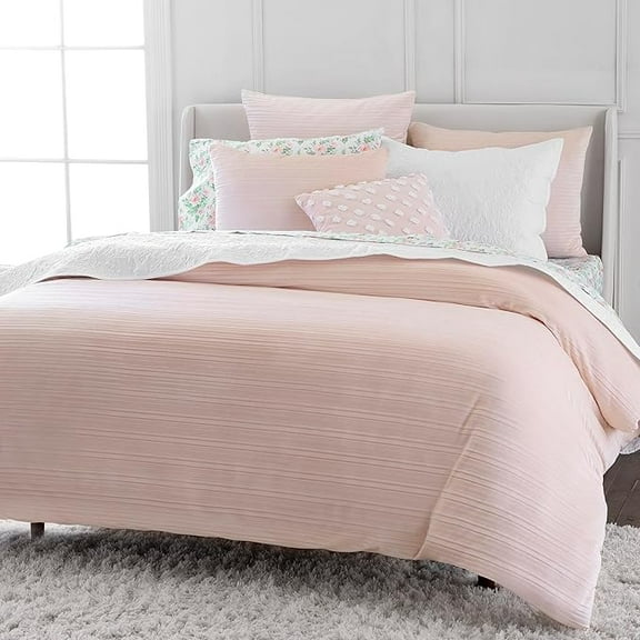 Martha Stewart Natalie 100% Cotton/Polyester Reversible 3pc Duvet Set-1 Duvet, 2 Pillow Shams