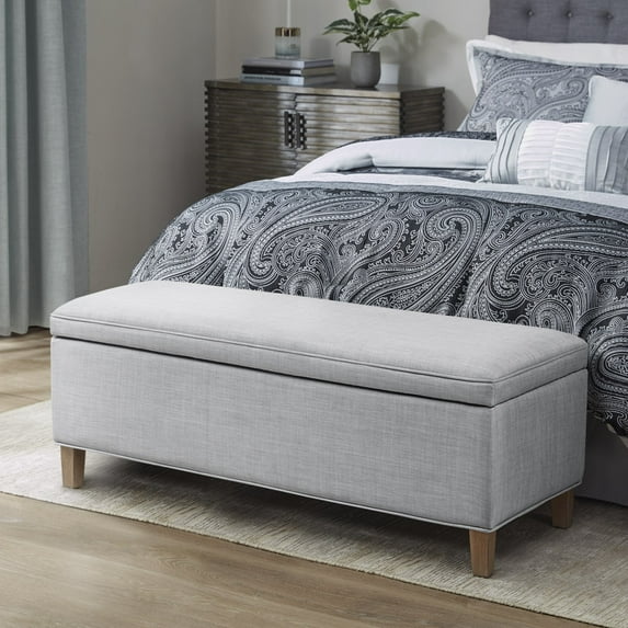 MARTHA STEWART Rectangular Storage Bench with Light Grey Finish MT105-0156