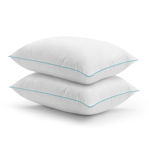 MARTHA STEWART SmartChill Bed Pillows Standard/Queen Size Set Of 2, Enhanced Loft Plush Cooling Pillow For All Sleep Positions, 20" x 28", White
