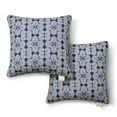 thumbnail image 1 of MARTHA STEWART Tulum Indoor Outdoor Decorative Pillow 2-Pack Set, UV Fade Resistant, Water Repellent, Printed Modern Design, Navy Blue, 18"x18", 1 of 9