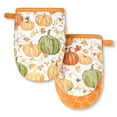thumbnail image 1 of MARTHA STWEART Autumn Harvest Pumpkins Mini Oven Mitt 2-Pack Set, 100% Cotton with Decorative Non-Slip Silicone Grip, Heat Resistant, Orange/Green/Ivory, 5.5"X8", 1 of 8