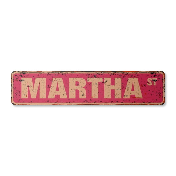 MARTHA Vintage Aluminum Street Sign Childrens Name Room Metal Sign rustic metal tin | Indoor/Outdoor | 30" Wide
